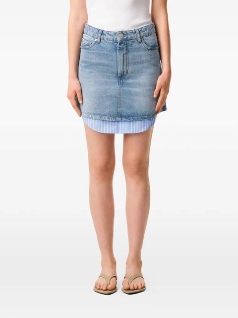 AMI Paris striped insert denim mini skirt - Blue