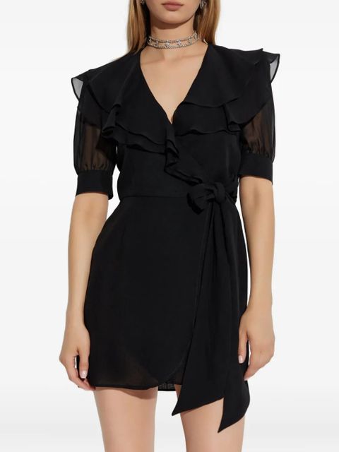 Alessandra Rich frill-detail wrap dress - Black