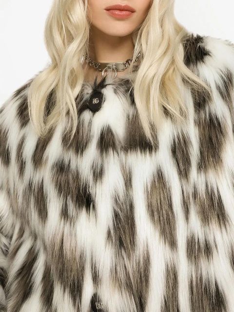 Dolce & Gabbana leopard-print faux-fur coat - White