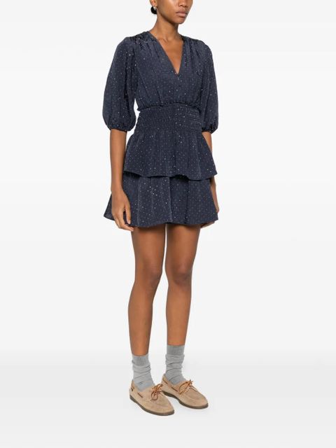 Maje crystal-embellished V-neck mini dress - Blue - zdjęcie produktu nr 2