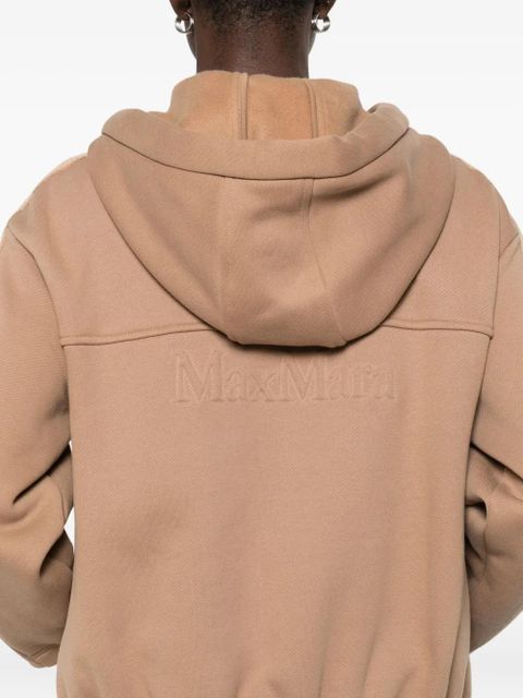 Max Mara stripe-detail zip-up hoodie - Brown