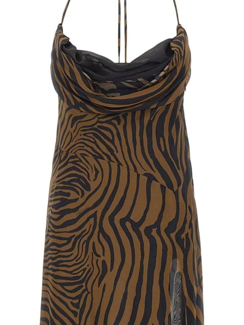 Blumarine zebra-print draped maxi dress - Brown