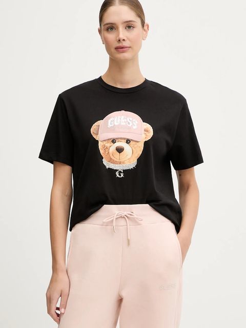 Guess t-shirt bawełniany TEDDY BEAR damski kolor czarny V5BI09 I3Z14 - zdjęcie produktu nr 1