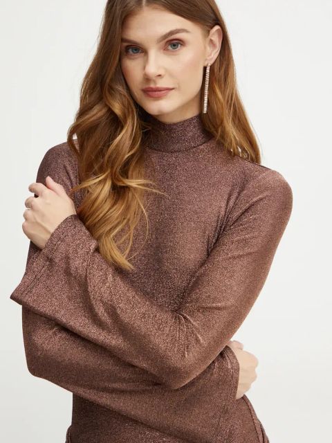 Bardot sukienka SERAPHINA kolor pomarańczowy mini dopasowana 59556DB