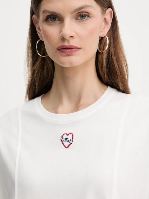 Pinko t-shirt bawełniany damski kolor biały 105665 A2IB