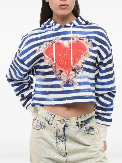 Balmain heart-print striped hoodie - Blue - zdjęcie produktu nr 1