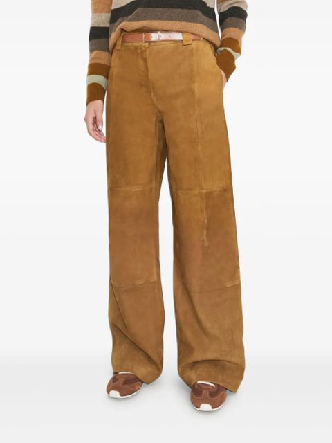 Tory Burch suede panelled trousers - Brown
