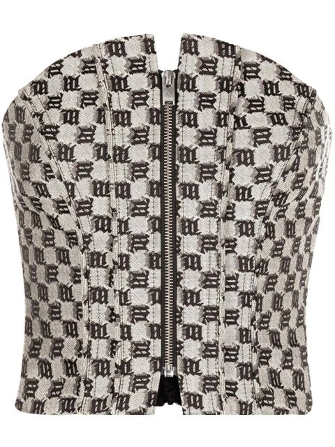 MISBHV monogram jacquard corset top - Neutrals - zdjęcie produktu nr 1