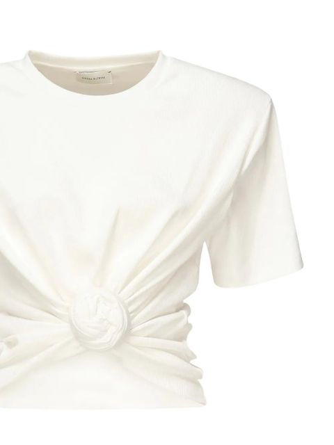 Magda Butrym rose-knot ribbed T-shirt - White