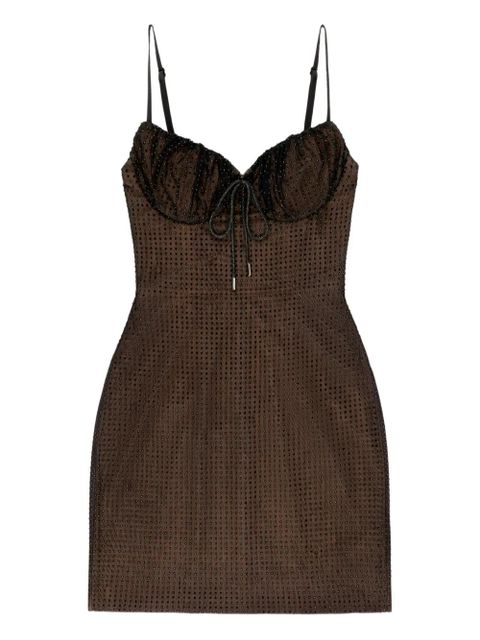 AREA crystal hotfix mini dress - Brown - zdjęcie produktu nr 1