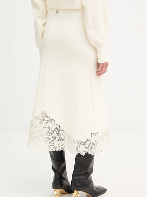 Twinset spódnica kolor beżowy midi rozkloszowana 252TP3407