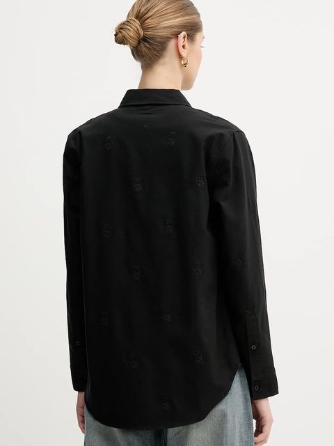 Tommy Hilfiger koszula bawełniana damska kolor czarny regular z kołnierzykiem klasycznym WW0WW49386