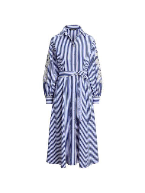 Lauren Ralph Lauren striped lace-embroidered dress - Blue - zdjęcie produktu nr 1