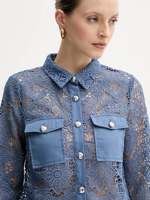 Morgan koszula CIVI damska kolor niebieski regular z kołnierzykiem klasycznym CIVI