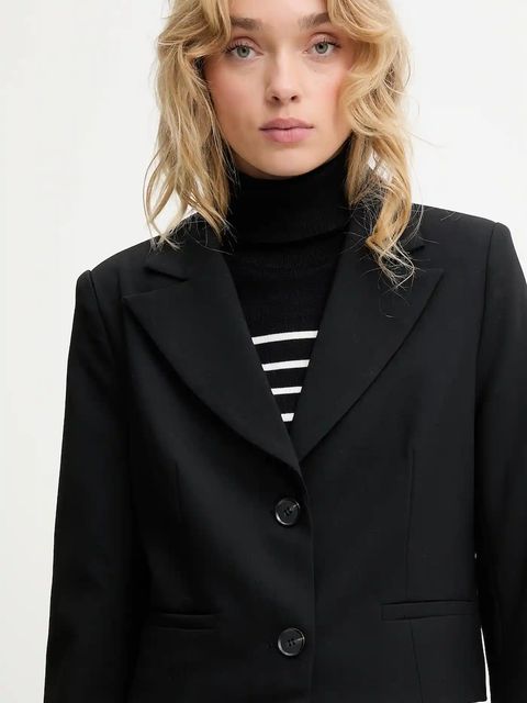 Answear.LAB marynarka kolor czarny jednorzędowa gładka - zdjęcie produktu nr 2