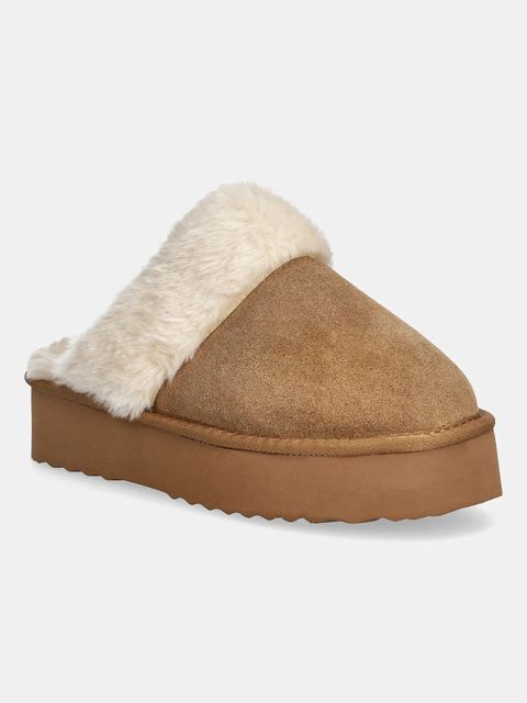 Answear.LAB kapcie zamszowe kolor brązowy - zdjęcie produktu nr 1