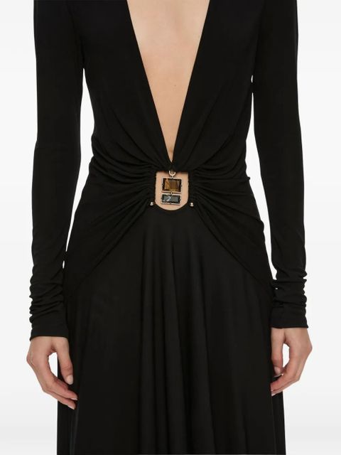 Christopher Esber Bezel Quartz ruched long-sleeve dress - Black