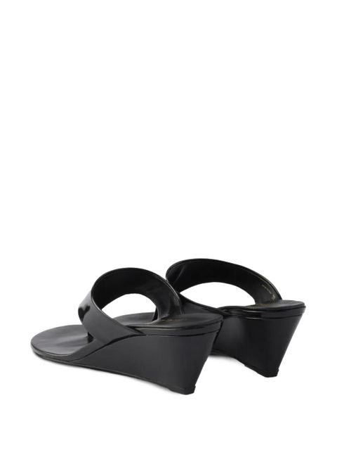 Prada patent-leather wedge sandals - Black