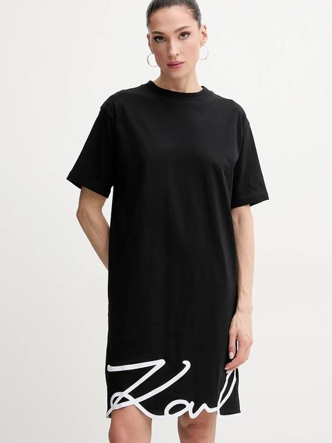 Karl Lagerfeld sukienka bawełniana kolor czarny mini oversize A1W13001 - zdjęcie produktu nr 1