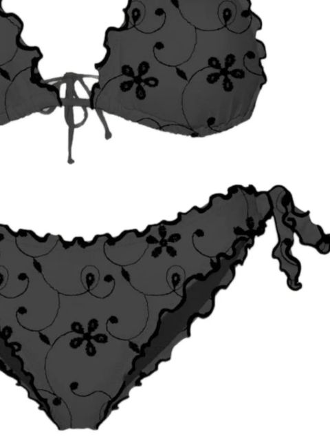 MC2 Saint Barth floral-embroidered ruffled bikini - Black - zdjęcie produktu nr 2