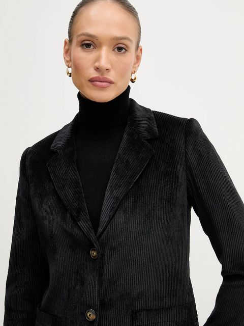 United Colors of Benetton marynarka sztruksowa kolor czarny jednorzędowa gładka 2Q5GDW03I