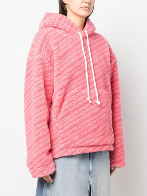 JW Anderson logo-embroidered fleece-textured hoodie - Pink