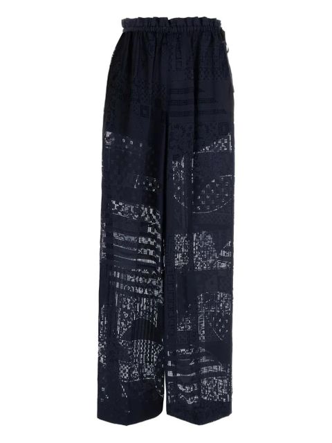 FENDI embroidered wide-leg trousers - Blue - zdjęcie produktu nr 1