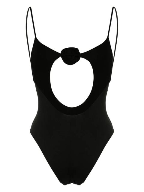 La Reveche Nadir floral-appliqué swimsuit - Black