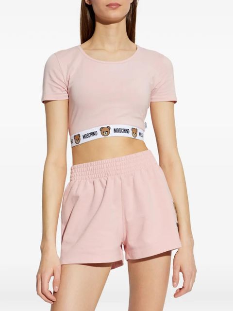 Moschino logo-print cropped T-shirt - Pink