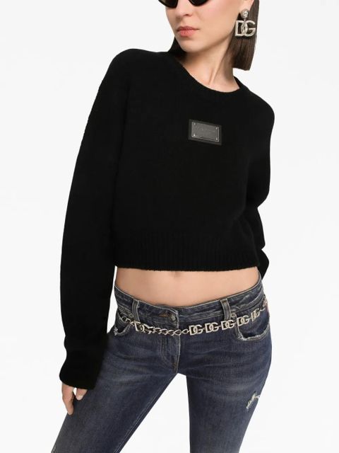 Dolce & Gabbana logo-plaque cropped jumper - Black