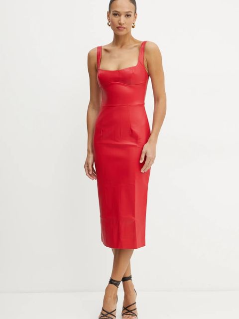 Bardot sukienka KASSY kolor czerwony midi prosta 59695DB