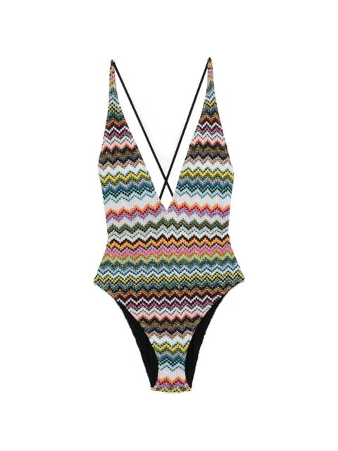Missoni chevron V-neck swimsuit - Black - zdjęcie produktu nr 1