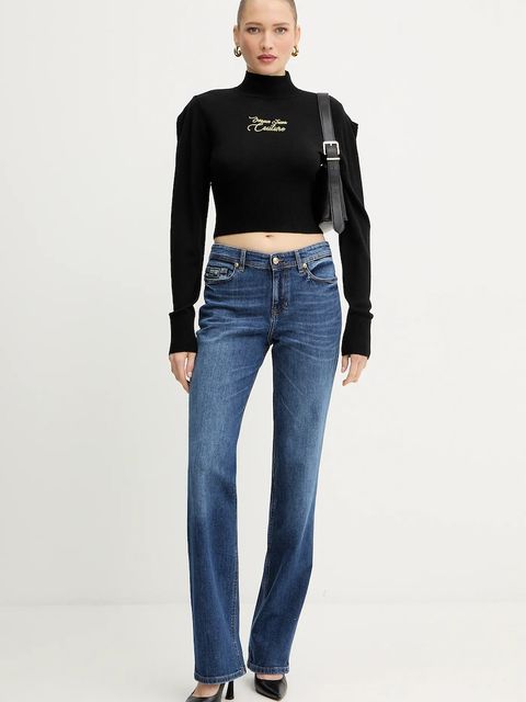 Versace Jeans Couture sweter z dodatkiem wełny kolor czarny lekki z półgolfem 79HAFMH8 CMH62 - zdjęcie produktu nr 2