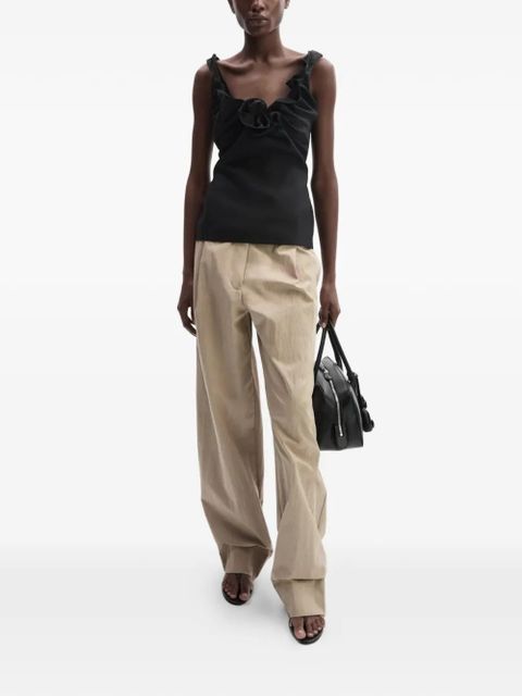 Magda Butrym ruffled floral-appliqué top - Black - zdjęcie produktu nr 2