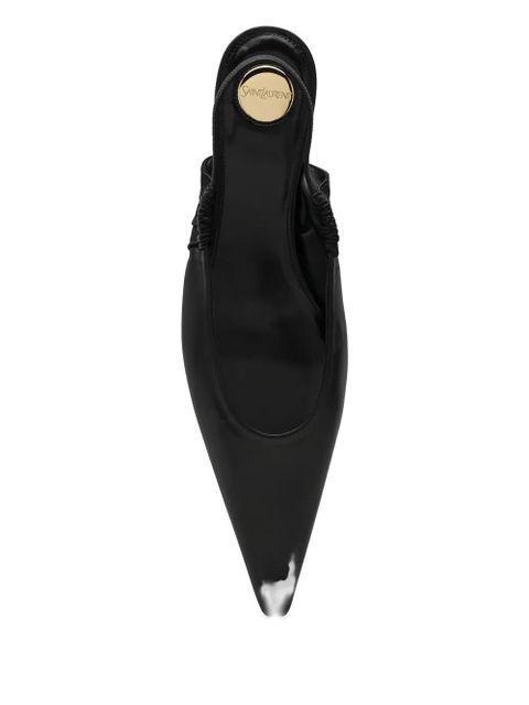 Saint Laurent Biarritz pointed ruched ballet flats - Black