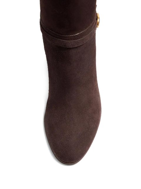 Valentino Garavani 70mm buckle-detail suede boots - Brown