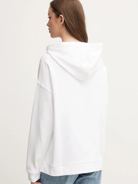 United Colors of Benetton bluza bawełniana damska kolor biały z kapturem gładka 3UNID500R
