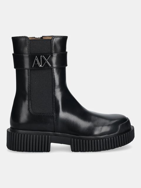 Armani Exchange sztyblety damskie kolor czarny na płaskim obcasie XW001634 AF17474 UC001 - zdjęcie produktu nr 2