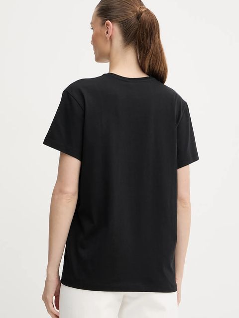 Twinset t-shirt bawełniany damski kolor czarny 252TP2050