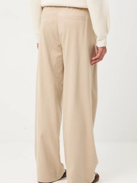 Medicine spodnie damskie kolor beżowy szerokie medium waist