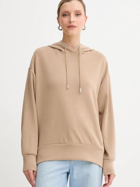 BOSS Orange bluza damska kolor beżowy z kapturem gładka 50551451 - zdjęcie produktu nr 1