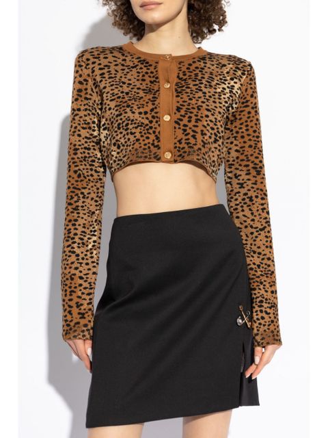 Versace leopard-print cropped cardigan - Brown