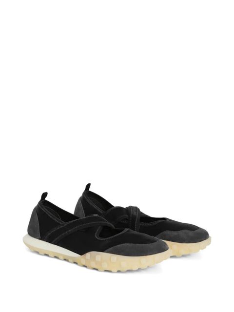 Jil Sander suede trims cross-over Moon Ballerina - Black