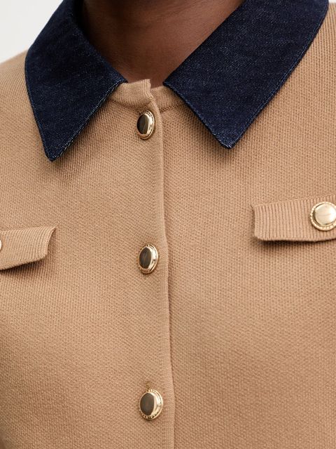 Morgan kardigan damski kolor beżowy lekki MJEANE