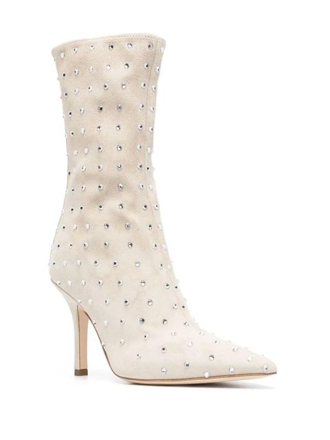 Paris Texas rhinestone-embellished suede boots - Neutrals - zdjęcie produktu nr 2