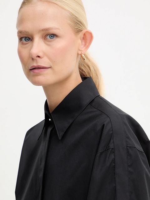 BOSS koszula bawełniana damska kolor czarny relaxed z kołnierzykiem klasycznym 50548455 - zdjęcie produktu nr 2