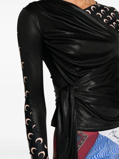 Marine Serre Regenerated crescent moon-print top - Black