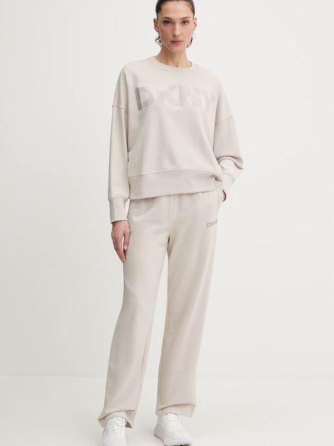 Dkny bluza damska kolor beżowy z nadrukiem DP6T1561