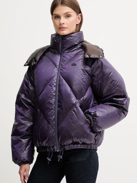 Lacoste kurtka puchowa kolor fioletowy zimowa oversize BF5326 - zdjęcie produktu nr 1