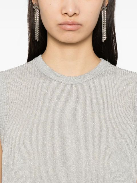 TOM FORD sequin-embellished ribbed tank top - Grey